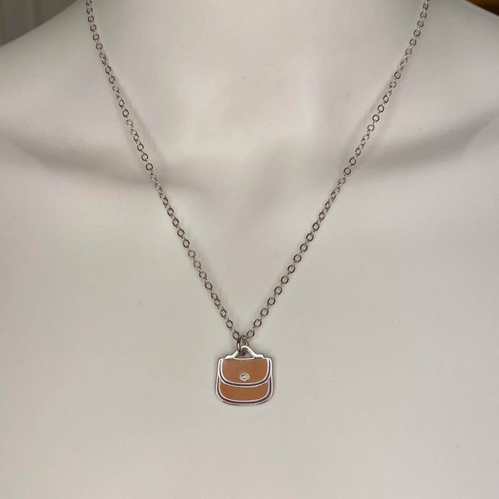 Coach Orange Purse .925 Sterling Silver Necklace
